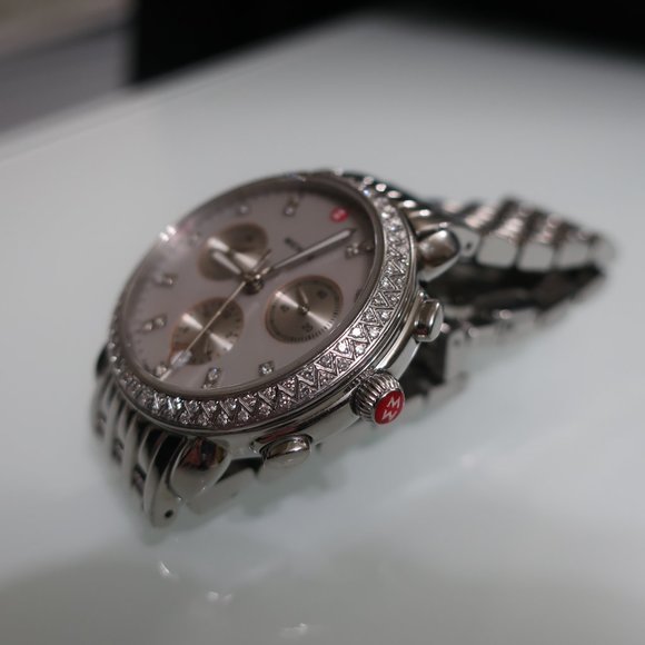 MICHELE SIDNEY DIAMOND CHRONOGRAPH MOP DIAMOND DIAL WATCH MWW30A000001